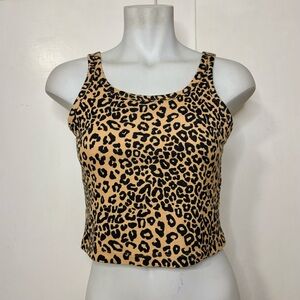 Pink Victoria’s Secret Tan Leopard Animal Print Ribbed Knit Cropped Tank Top NWT